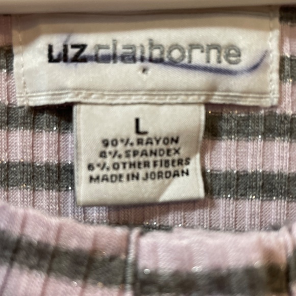 Women Large Pretty Light Pink and Silver with Tinsel Casual Blouse - Picture 4 of 5